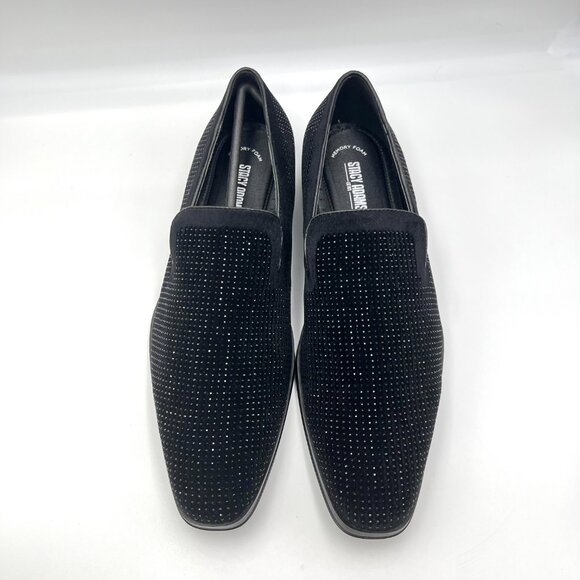 Stacy Adams Mens Size 10.5 Black Studded Slip‎ On Velvet Loafers Dress Shoes main image 6